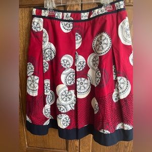 Talbots Pleated Cotton Skirt, 4 Petite, Navy, Red